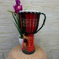 Djembe Instrumento Artesanal Importado De India Tambor Rojo
