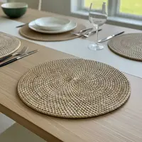 Plato De Sitio 30 Cm Ratán Natural Importado Individual  Marrón Claro
