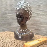 Cara Africana Estatua Decoración Interior/exterior En Resina Marrón Oscuro