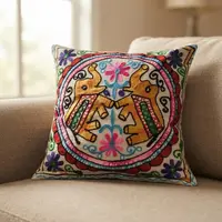 Fundas De Almohadón Bordado Hindu Decoración De India Modelo 8
