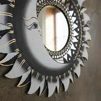 Espejo Importado De India Grande Circular 60 Cm Pushkar Negro Y Blanco