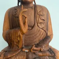 Estatua Gigante Buda 100 Cm Meditando Madera Tallada Impo.