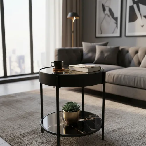 Mesa Reloj Ratona Diseño Moderno Importado Negro