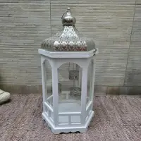 Fanal En Madera Y Metal Grande Faroles Deco Zen Indonesia Blanco
