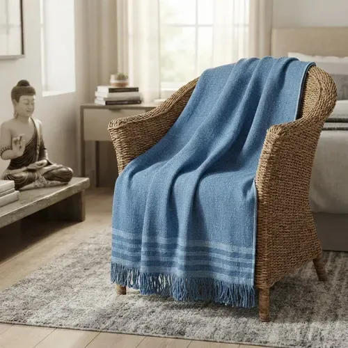Manta Rustica Artesanal 230x240cm Hilado Fino Estilo Country