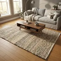 Alfombra Yute Artesanal Importada De India Pushkar Tienda 1.5 M 90 Cm Modelo 1