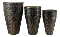 Juego X3 Maceteros De Metal Diseño Deco Oriente Importado Dorado Oscuro Mix