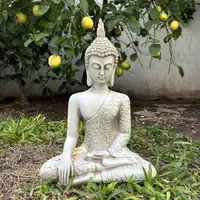 Estatuilla Buda Loto Apto Exterior Resina Ideal Jardín Deco Blanco