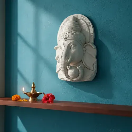 Cara Ganesha Placa Resina Exterior Colgante Decoración Modelo 2