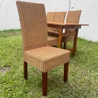 Silla Importada Indonesia Ratan Doble Tejido Madera Oriente No Marrón Marrón Claro