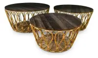 Mesas De Centro Ratona Set X3 Madera Importada Pushkar Marrón