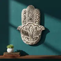 Colgante Mano De Fatima Aplique Importado Oriente Cuadro Plateado