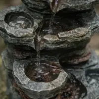 Fuente De Agua Símil Piedra 84cm Led Apto Exterior Feng Shu Varios