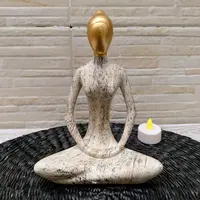 Figura Yoga De Indonesia Estatuilla Reiki Meditación Pushkar Marrón Claro