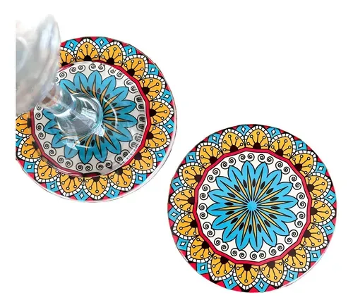 Apoya Posa Vasos Ceramica Mandala Circular Importado 9 Cm