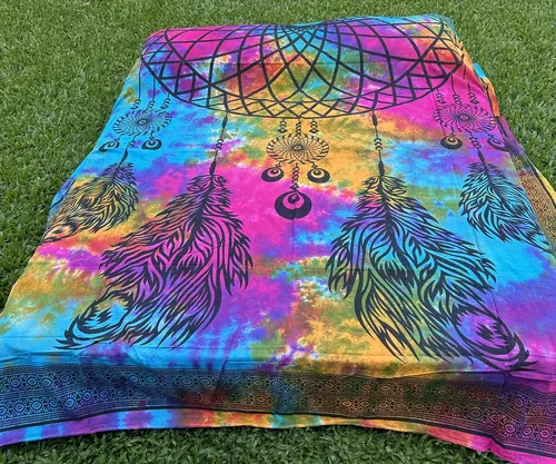 Manta Cubrecama De Algodón Hindu 2y1/2p Mandala Cubresillon
