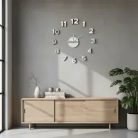 Reloj Analogico Adhesivo Plateado De Pared Pushkar Plateado