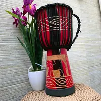 Djembe Instrumento Artesanal Importado De India Tambor Rojo