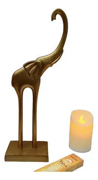 Escultura Elefante 100% Aluminio Importado Oriente 40 Cm Zen