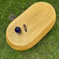 Mesa Importada De Resina Símil Ratán Apto Exterior 120 Cm  Marrón Claro