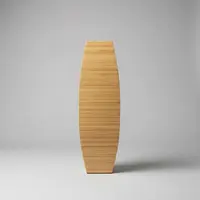 Jarrón Elipse Importado Bambu De India Artesanal Marrón Claro
