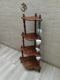 Mueble Esquinero Labrado Pintado Madera Teka De India 1.25 M Marrón