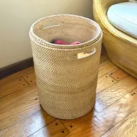 Contenedor De Ratán Natural Canastos Importados Decorativo Marrón Claro