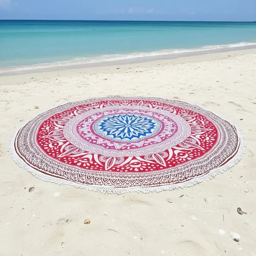 Manta Circular Hindú 2 Metros  Mandala De India Flor De Loto