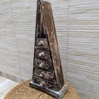 Alhajero Piramide Importado India Artesanal Cajonera 60cm Marrón