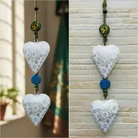 Movil Hindu De 2 Corazones Tira Metal Pintado Deco De India