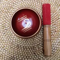 Cuenco Tibeteano 7 Metales Importado 9 Cm 250g Rojo Pintado