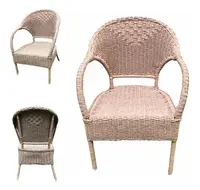 Sillón Artesanal Fibra Natural Y Caña Apto Galería Silla  Natural / Madera Clara Tejido Trenzado