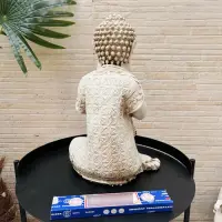 Estatuilla Buda Rodilla Importado India Apto Ideal Exterior Blanco