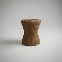 Mesa Conica Doble Apoyo Fibra Natural Kraft-madera Artesanal Marrón
