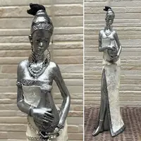 Imagen Africana 42 Cm Estatuilla Artesanal Resina Oriente Negro