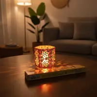 Fanal Porta Vela Importado India 8x8 Cm Hexagonal Venecitas