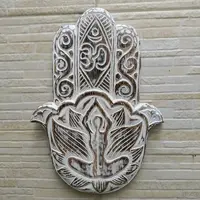 Colgante Mano De Fatima Aplique Importado Oriente Cuadro Plateado
