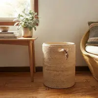 Contenedor De Ratán Natural Canastos Importados Decorativo Marrón Claro