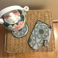 Set Agarradera + Guante De Tela Diseños Mandala Posa/pava