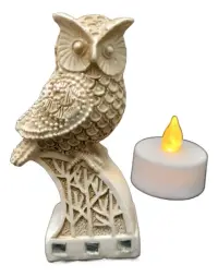 Estatuilla Buho Lechuza Resina Decoracion Import Oriente  Blanco
