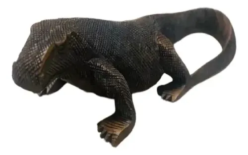 Dragon Komodo Artesanal Madera Teca 60 Cm Importado Oriente Marrón Claro