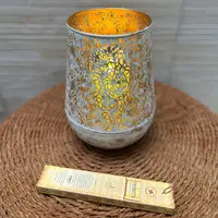 Fanal Hindu Porta Vela Metal Importado India Colgante O Pie Blanco Patinado