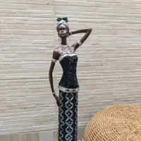 Estatuilla Africana Imagen Importada Oriente 68 Cm Fantasias Negro