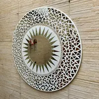 Espejo Artesanal 80 Cm Blanco Madera Importado Indonesia Blanco