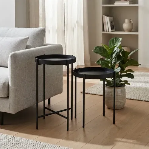 Set X2 Mesa De Arrimo Metal Importado Apoyo Decoración