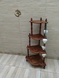 Mueble Esquinero Labrado Pintado Madera Teka De India 1.25 M Marrón