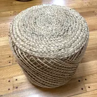 Puff De Yute Natural Rustico Importado Banco Mesa Artesanal Modelo 2