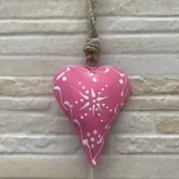 Movil Corazones Tira Metal Pintado Deco De India Artesanal Rosa