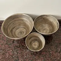 Set X 3 Unidades Bowl Bamboo Importado Bandejas Apilables Marrón