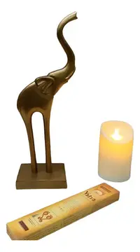 Escultura Elefante 100% Aluminio Importado Oriente 35 Cm Zen